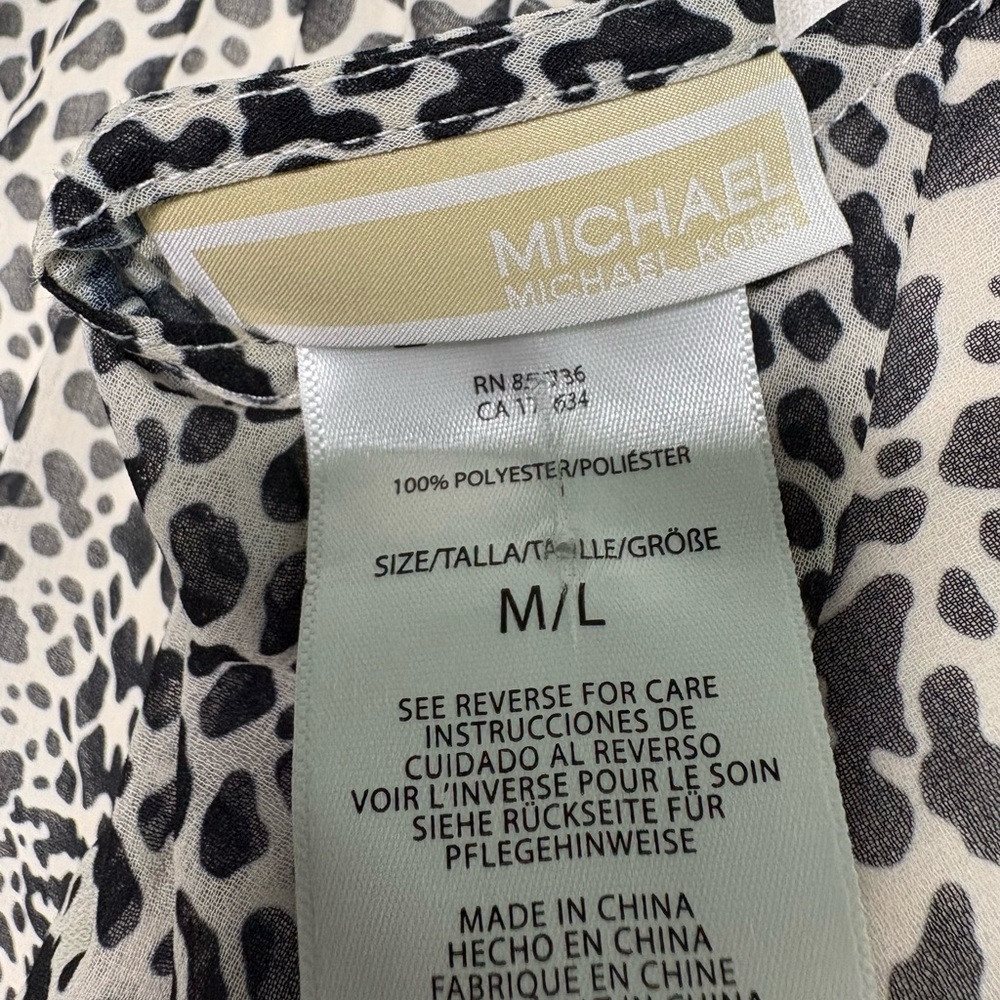 Michael Kors Black and White Animal Print swim cover up medium large - Picture 8 of 11